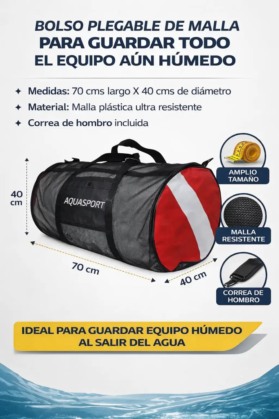 Bolso Malla Full Equipo Aquasport 120 ltrs.
