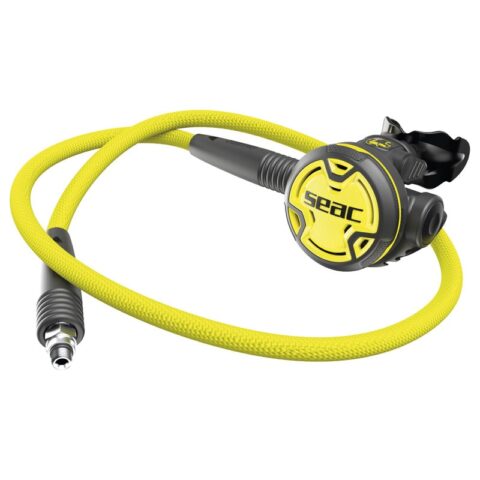 Regulador emergencia SEAC PX100 con manguera trenzada de 1 metro y sistema de ajuste Venturi
