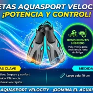 Aletas Aquasport Velocity Ajustables - Natación y Snorkel