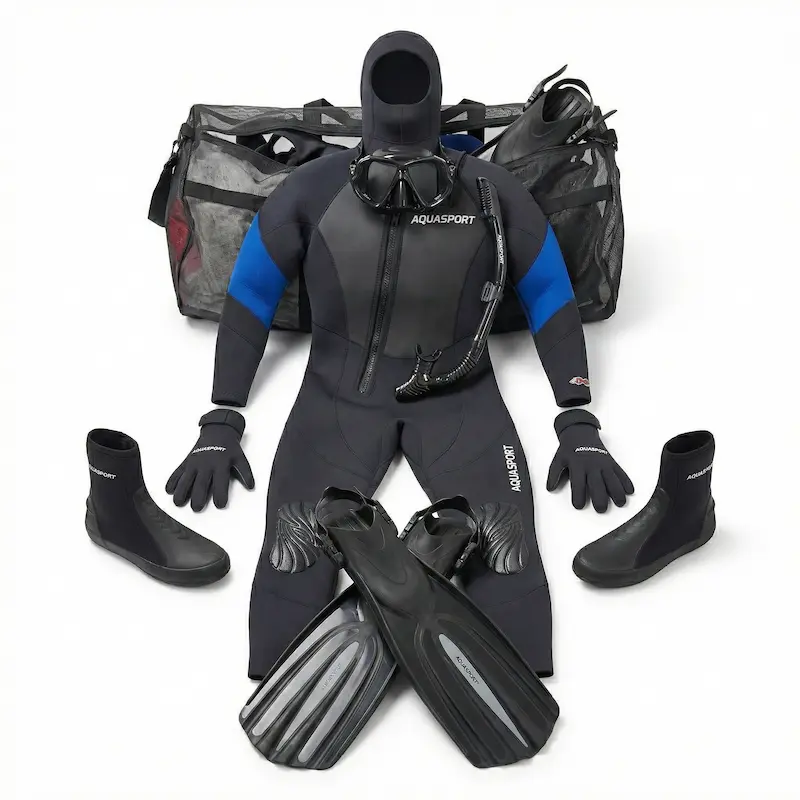 Pack Buceo Profesional Aqua Sport Titan 7mm + Equipo Full